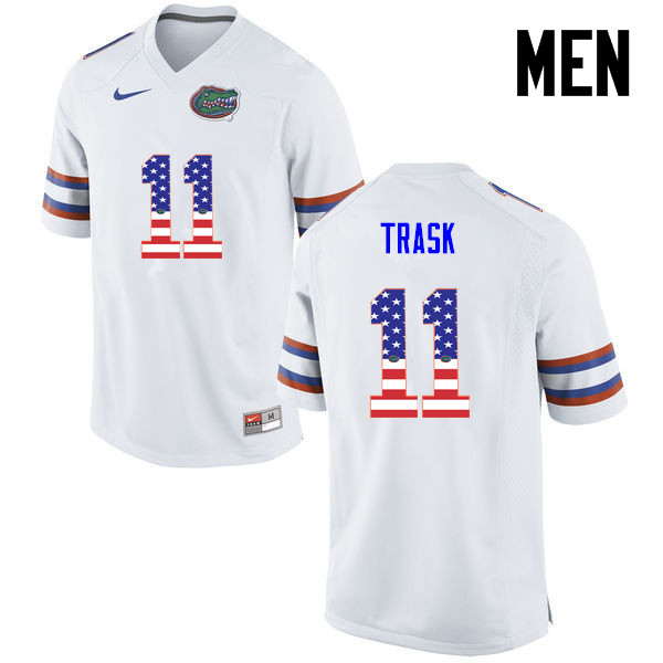 Men Florida Gators #11 Kyle Trask College Football USA Flag Fashion Jerseys-White